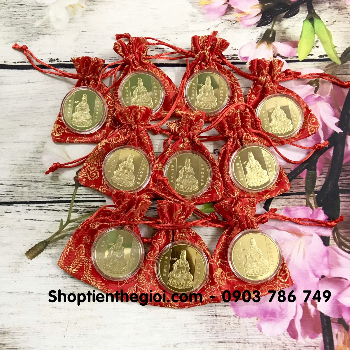 Combo 10 xu Quan Âm Cá Chép tặng túi gấm 2021 - SP005128